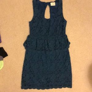 Pins and needles teal lace dress